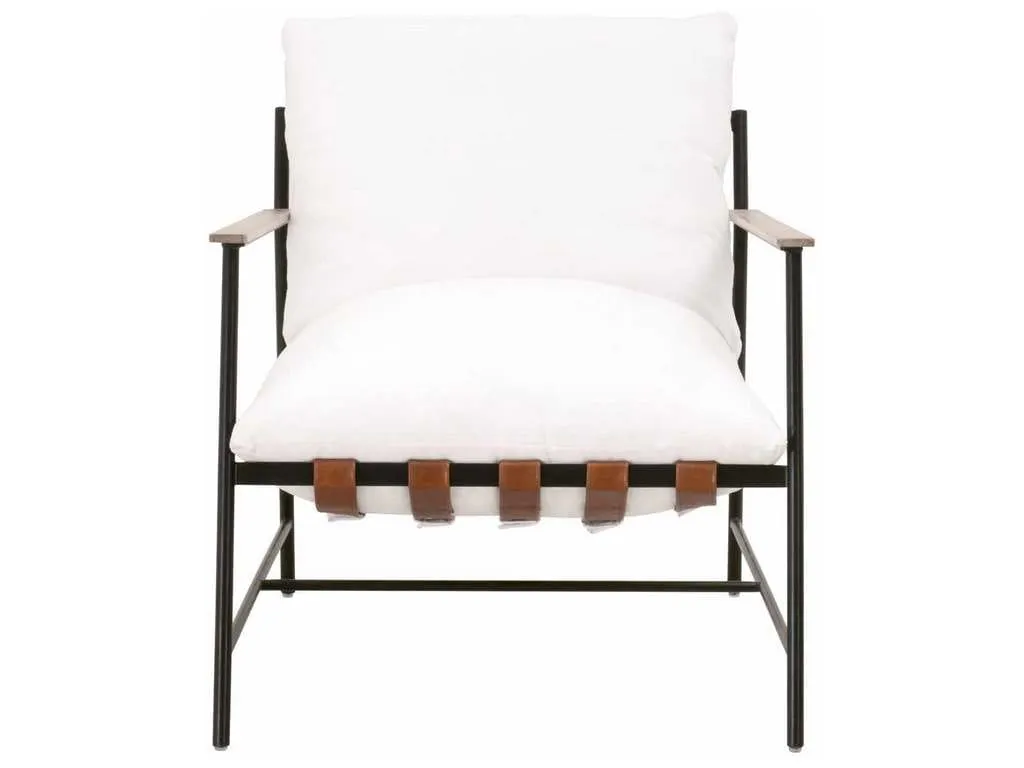 Essentials for Living 6659.LPPRL/NG  Brando Club Chair in LiveSmart Peyton Pearl Chestnut Top Grain Leather Natural Gray Oak Black Iron
