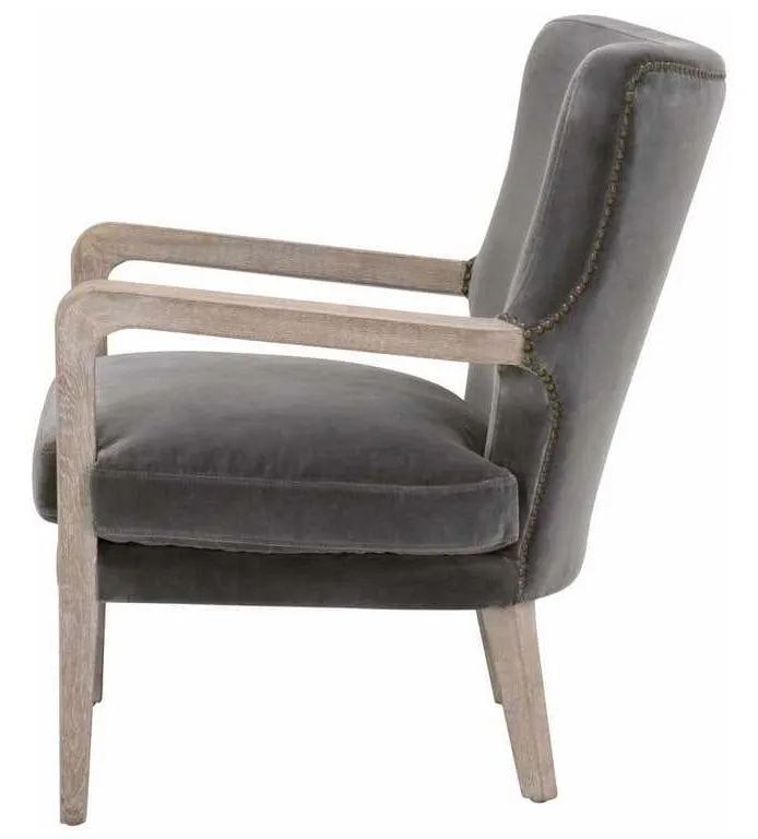 Essentials for Living 6645.DDOV-GLD/NG Calvin Club Chair in Dark Dove Velvet Natural Gray Oak Essentials for Living 6645.DDOV-GLD/NG Calvin Club Chair in Dark Dove Velvet Natural Gray Oak