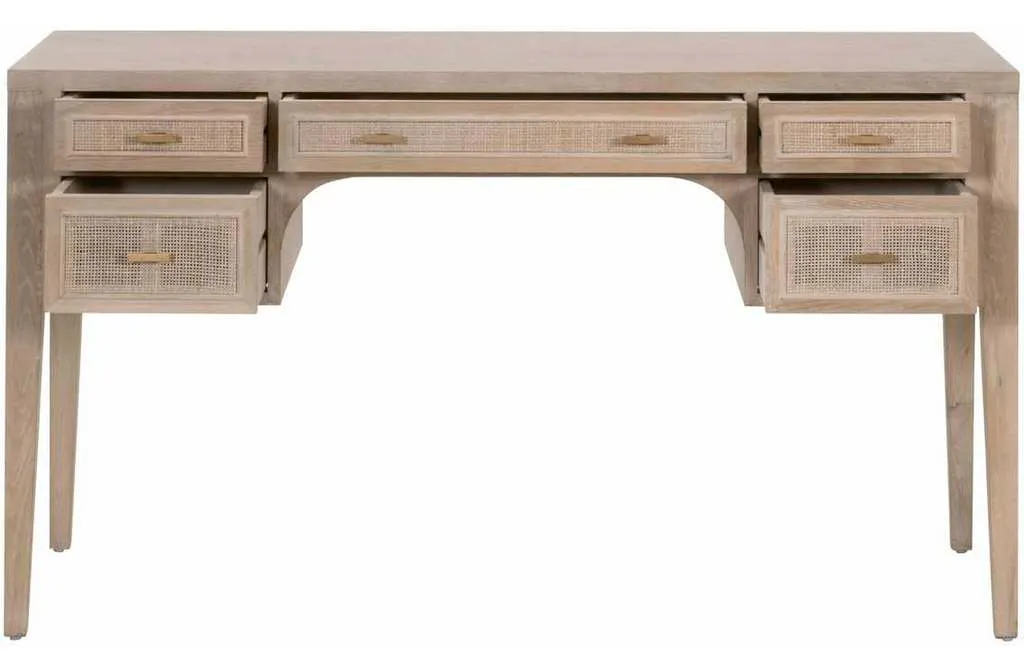 Essentials For Living 8090.SGRY-OAK/CN Cane Desk in Smoke Gray Oak Smoke Gray Cane Essentials For Living 8090.SGRY-OAK/CN Cane Desk in Smoke Gray Oak Smoke Gray Cane