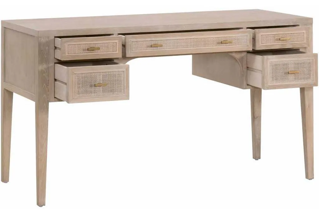 Essentials For Living 8090.SGRY-OAK/CN Cane Desk in Smoke Gray Oak Smoke Gray Cane Essentials For Living 8090.SGRY-OAK/CN Cane Desk in Smoke Gray Oak Smoke Gray Cane