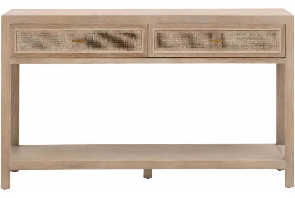 Essentials For Living 8088.SGRY-OAK/CN Cane 2 Drawer Entry Console in Smoke Gray Oak Smoke Gray Cane Essentials For Living 8088.SGRY-OAK/CN Cane 2 Drawer Entry Console in Smoke Gray Oak Smoke Gray Cane