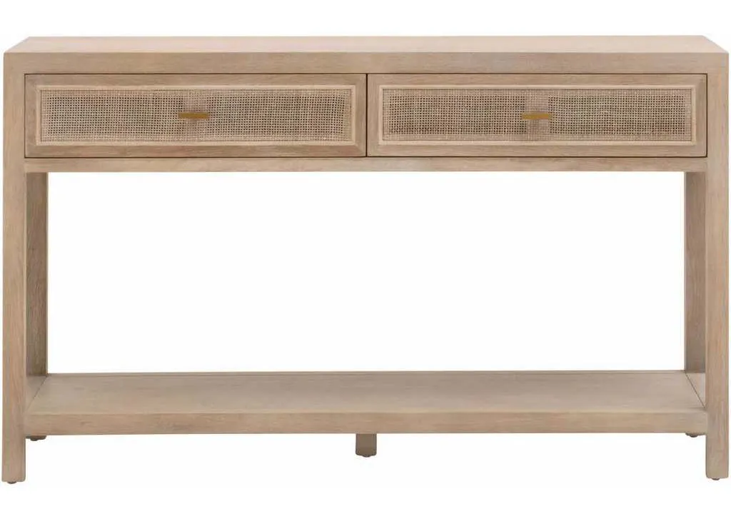 Essentials For Living 8088.SGRY-OAK/CN Cane 2 Drawer Entry Console in Smoke Gray Oak Smoke Gray Cane Essentials For Living 8088.SGRY-OAK/CN Cane 2 Drawer Entry Console in Smoke Gray Oak Smoke Gray Cane