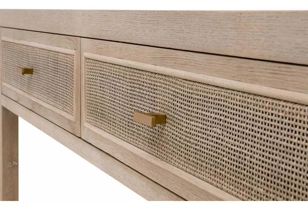 Essentials For Living 8088.SGRY-OAK/CN Cane 2 Drawer Entry Console in Smoke Gray Oak Smoke Gray Cane Essentials For Living 8088.SGRY-OAK/CN Cane 2 Drawer Entry Console in Smoke Gray Oak Smoke Gray Cane
