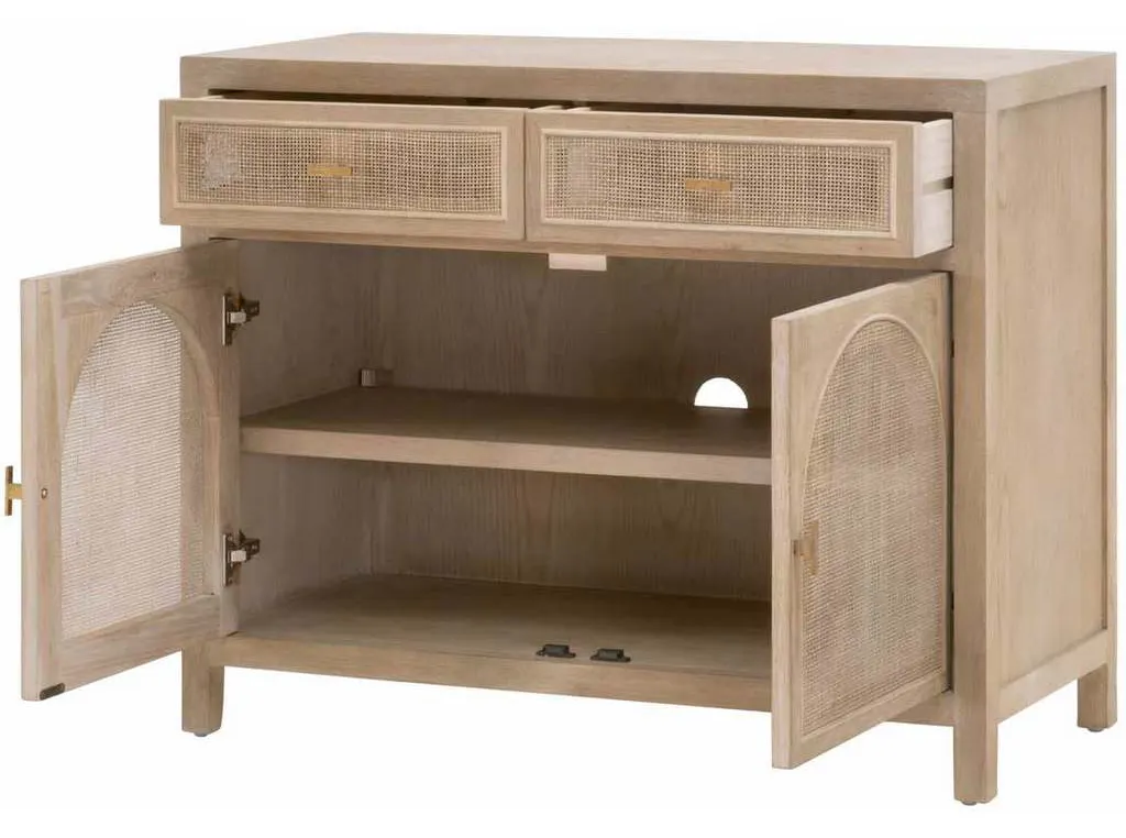 Essentials For Living 8089.SGRY-OAK/CN Cane Media Cabinet in Smoke Gray Oak Smoke Gray Cane Essentials For Living 8089.SGRY-OAK/CN Cane Media Cabinet in Smoke Gray Oak Smoke Gray Cane