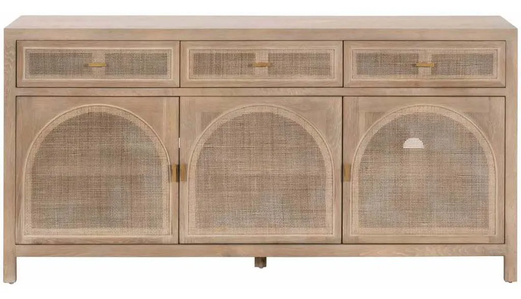 Essentials For Living 8087.SGRY-OAK/CN Cane Media Sideboard in Smoke Gray Oak Smoke Gray Cane Essentials For Living 8087.SGRY-OAK/CN Cane Media Sideboard in Smoke Gray Oak Smoke Gray Cane