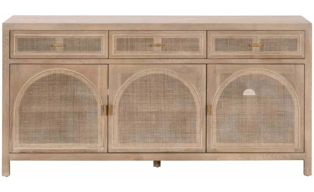 Essentials For Living 8087.SGRY-OAK/CN Cane Media Sideboard in Smoke Gray Oak Smoke Gray Cane Essentials For Living 8087.SGRY-OAK/CN Cane Media Sideboard in Smoke Gray Oak Smoke Gray Cane