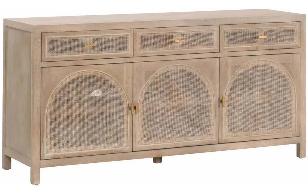 Essentials For Living 8087.SGRY-OAK/CN Cane Media Sideboard in Smoke Gray Oak Smoke Gray Cane Essentials For Living 8087.SGRY-OAK/CN Cane Media Sideboard in Smoke Gray Oak Smoke Gray Cane