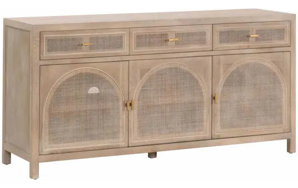 Essentials For Living 8087.SGRY-OAK/CN Cane Media Sideboard in Smoke Gray Oak Smoke Gray Cane Essentials For Living 8087.SGRY-OAK/CN Cane Media Sideboard in Smoke Gray Oak Smoke Gray Cane