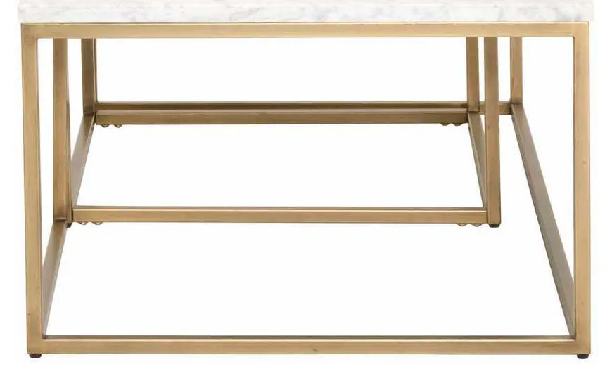 Essentials for Living 6100.BGLD/WHT Carrera Nesting Coffee Table in White Carrera Marble Brushed Gold Essentials for Living 6100.BGLD/WHT Carrera Nesting Coffee Table in White Carrera Marble Brushed Gold