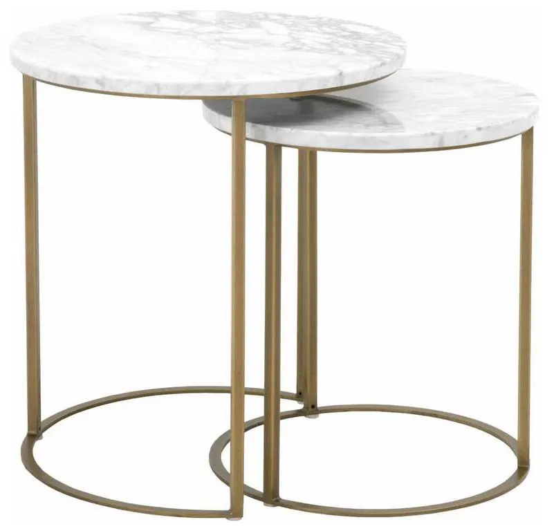 Essentials For Living 6105.BGLD/WHT Carrera Round Nesting Accent Table in White Carrera Marble Brushed Gold Essentials For Living 6105.BGLD/WHT Carrera Round Nesting Accent Table in White Carrera Marble Brushed Gold