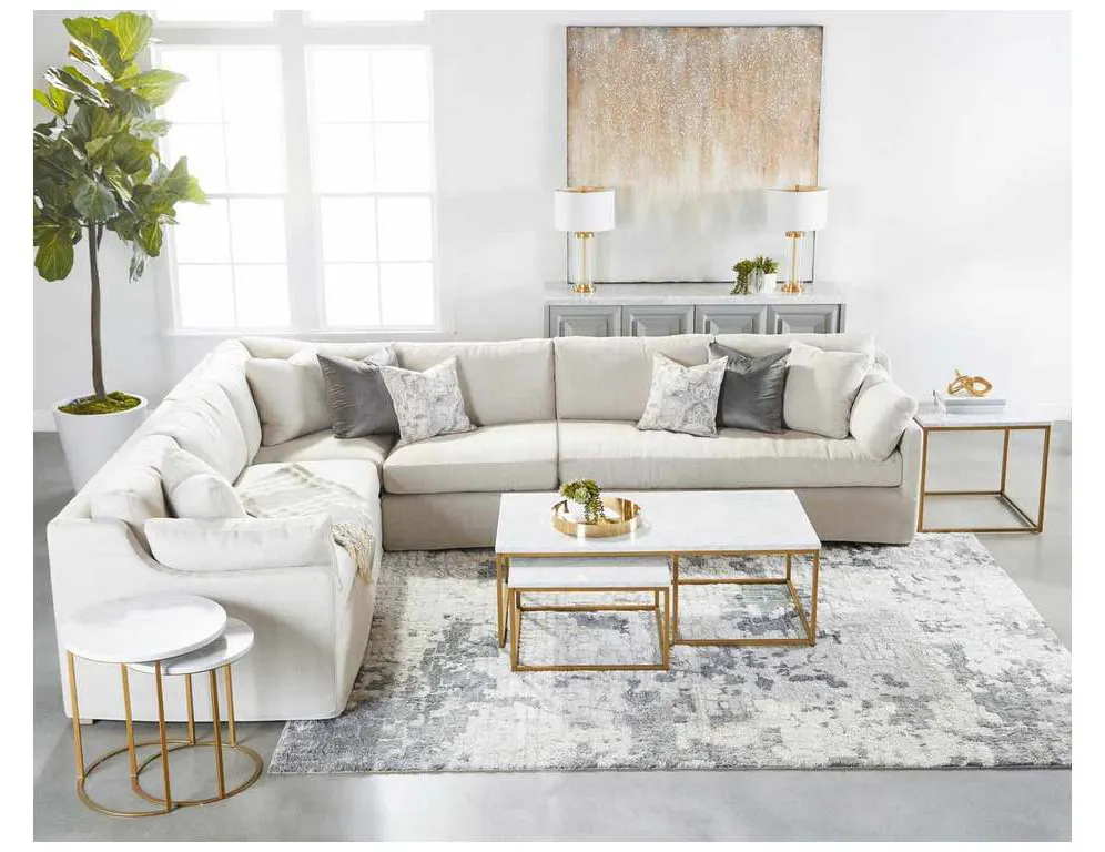 Essentials For Living 6105.BGLD/WHT Carrera Round Nesting Accent Table in White Carrera Marble Brushed Gold Essentials For Living 6105.BGLD/WHT Carrera Round Nesting Accent Table in White Carrera Marble Brushed Gold