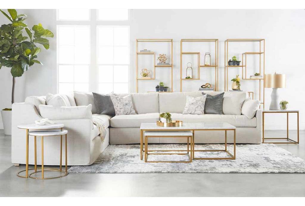 Essentials For Living 6105.BGLD/WHT Carrera Round Nesting Accent Table in White Carrera Marble Brushed Gold Essentials For Living 6105.BGLD/WHT Carrera Round Nesting Accent Table in White Carrera Marble Brushed Gold