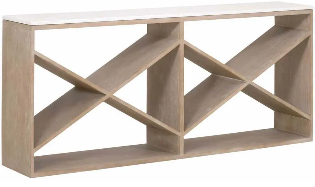 Essentials for Living 8080.SGRY-OAK/WHTQ Cellar Console Table in Smoke Gray Oak White Quartz Essentials for Living 8080.SGRY-OAK/WHTQ Cellar Console Table in Smoke Gray Oak White Quartz