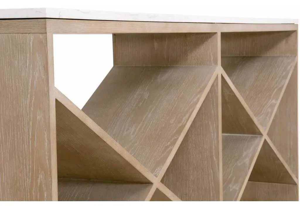 Essentials for Living 8080.SGRY-OAK/WHTQ Cellar Console Table in Smoke Gray Oak White Quartz Essentials for Living 8080.SGRY-OAK/WHTQ Cellar Console Table in Smoke Gray Oak White Quartz
