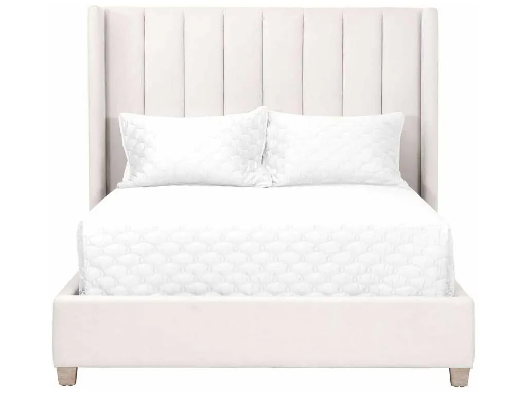 Essentials for Living 7127-1.CRM/NG  Chandler Queen Bed in Cream Velvet Natural Gray Oak