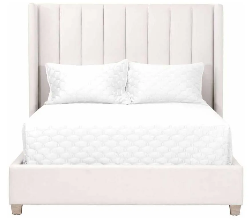 Essentials for Living 7127-1.CRM/NG Chandler Queen Bed in Cream Velvet Natural Gray Oak Essentials for Living 7127-1.CRM/NG Chandler Queen Bed in Cream Velvet Natural Gray Oak