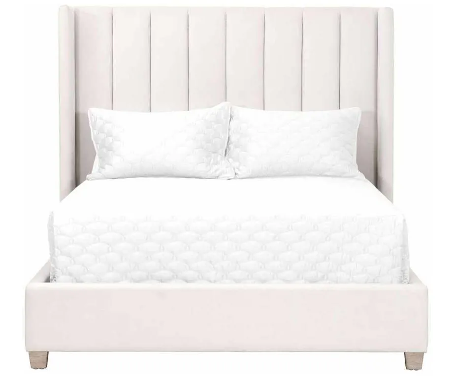 Essentials for Living 7127-1.CRM/NG Chandler Queen Bed in Cream Velvet Natural Gray Oak Essentials for Living 7127-1.CRM/NG Chandler Queen Bed in Cream Velvet Natural Gray Oak