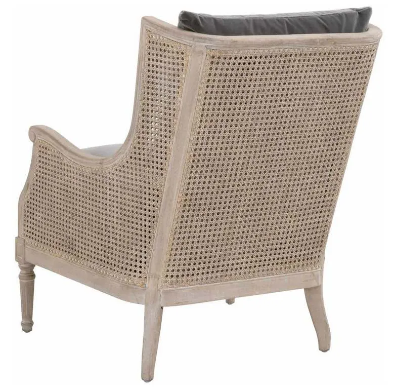 Essentials For Living 8213.DDOV/NGB Churchill Club Chair in Dark Dove Velvet Natural Gray Birch Cane Essentials For Living 8213.DDOV/NGB Churchill Club Chair in Dark Dove Velvet Natural Gray Birch Cane