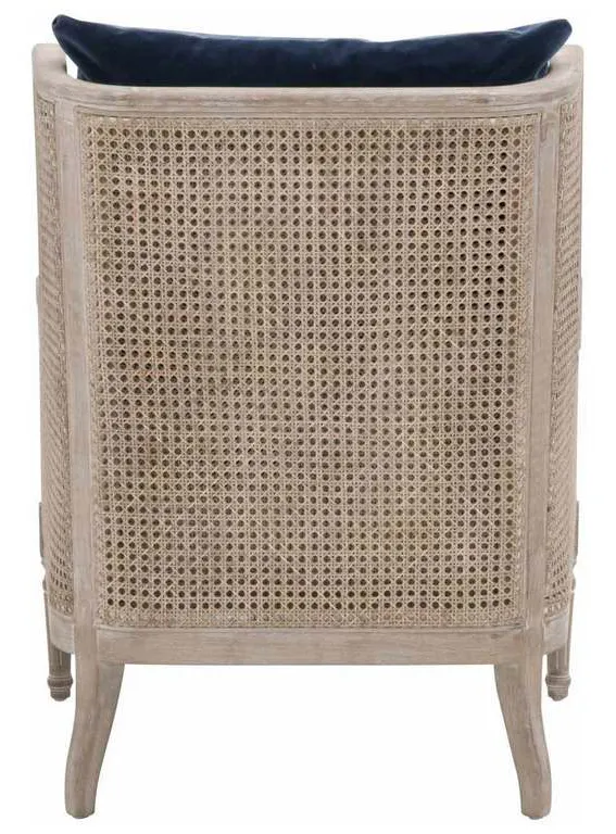 Essentials For Living 8213.DEN/NGB Churchill Club Chair in Denim Velvet Natural Gray Birch Cane Essentials For Living 8213.DEN/NGB Churchill Club Chair in Denim Velvet Natural Gray Birch Cane