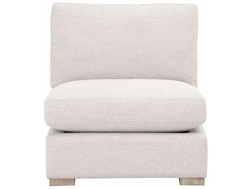 Essentials for Living 6620-1S.STOBSK/NG  Clara Modular 1 Seat Armless Chair in Performance Stone Basketweave Natural Gray Oak