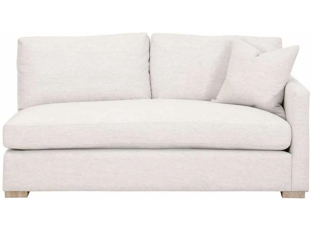 Essentials for Living 6620-2S1RA.STOBSK/NG  Clara Modular 2 Seat Right Slim Arm Sofa in Performance Stone Basketweave Natural Gray Oak