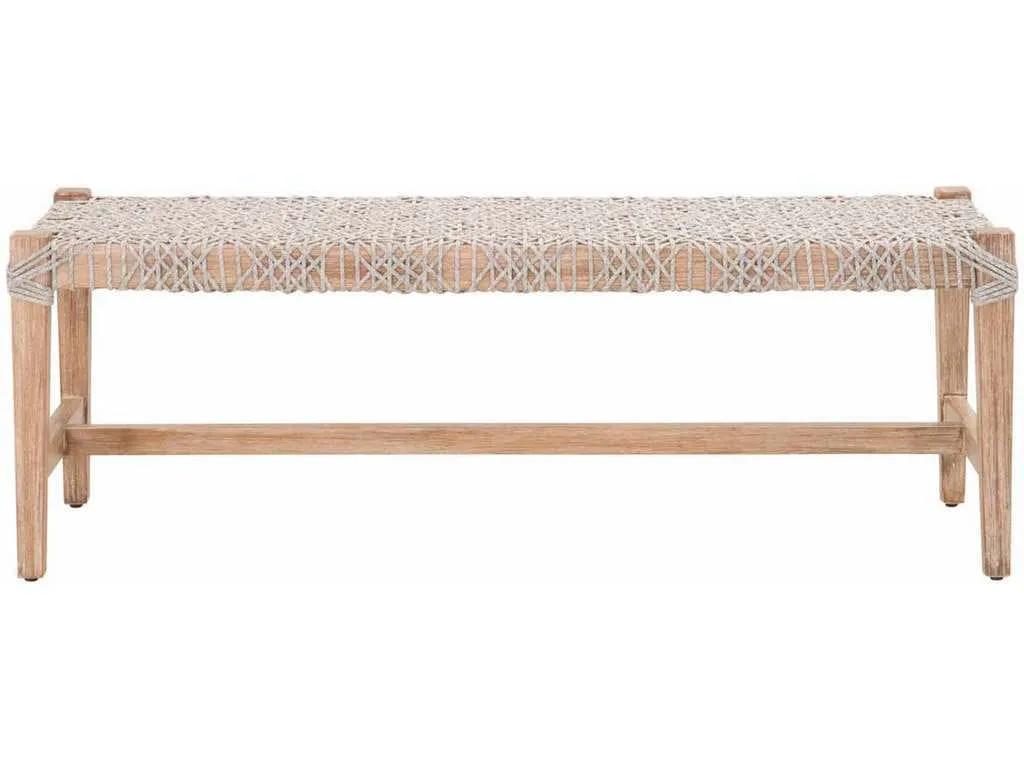Essentials for Living 6848.WTA/NG  Costa Bench in Taupe and White Flat Rope Natural Gray Mahogany