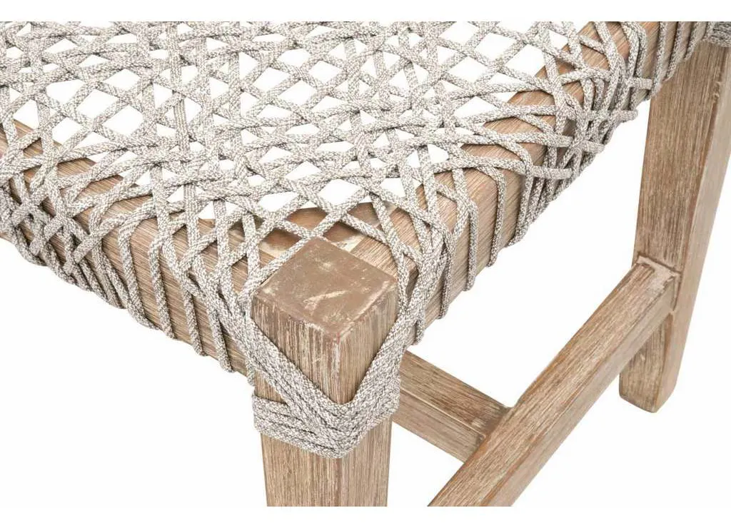Essentials for Living 6848.WTA/NG Costa Bench in Taupe and White Flat Rope Natural Gray Mahogany Essentials for Living 6848.WTA/NG Costa Bench in Taupe and White Flat Rope Natural Gray Mahogany