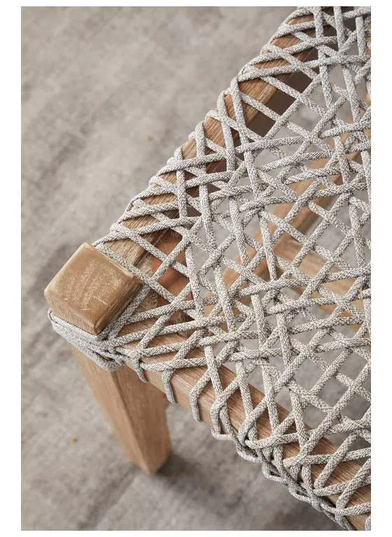 Essentials for Living 6848.WTA/NG Costa Bench in Taupe and White Flat Rope Natural Gray Mahogany Essentials for Living 6848.WTA/NG Costa Bench in Taupe and White Flat Rope Natural Gray Mahogany