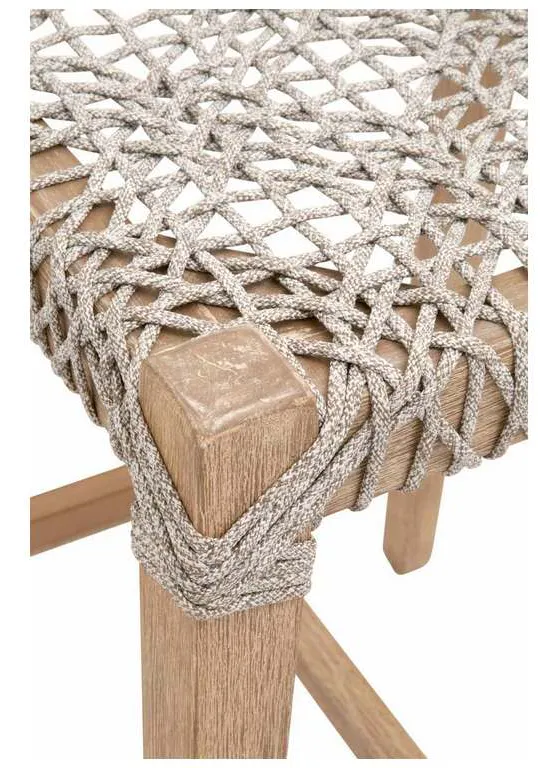 Essentials for Living 6849CS.WTA/NG Costa Backless Counter Stool in Taupe and White Flat Rope Natural Gray Mahogany Essentials for Living 6849CS.WTA/NG Costa Backless Counter Stool in Taupe and White Flat Rope Natural Gray Mahogany