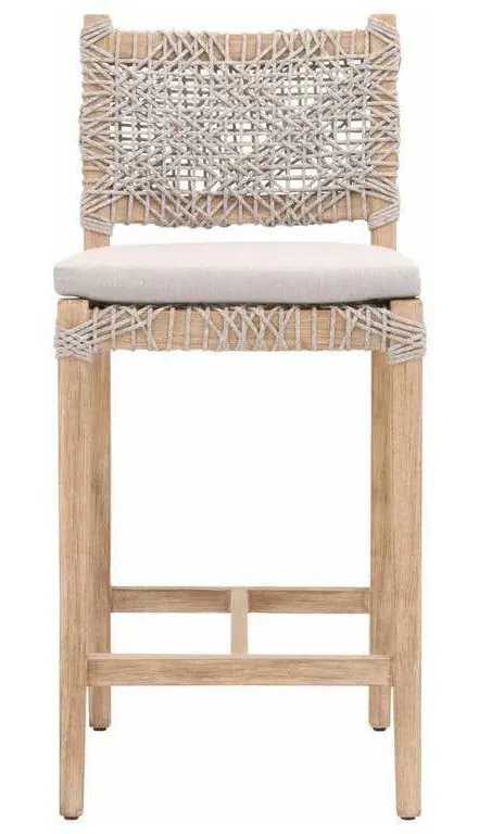Essentials for Living 6849CSBK.WTA/PUM/NG Costa Counter Stool in Taupe and White Flat Rope Performance Pumice Natural Gray Mahogany Essentials for Living 6849CSBK.WTA/PUM/NG Costa Counter Stool in Taupe and White Flat Rope Performance Pumice Natural Gray Mahogany