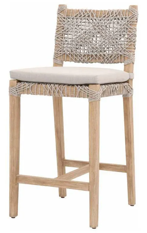 Essentials for Living 6849CSBK.WTA/PUM/NG Costa Counter Stool in Taupe and White Flat Rope Performance Pumice Natural Gray Mahogany Essentials for Living 6849CSBK.WTA/PUM/NG Costa Counter Stool in Taupe and White Flat Rope Performance Pumice Natural Gray Mahogany