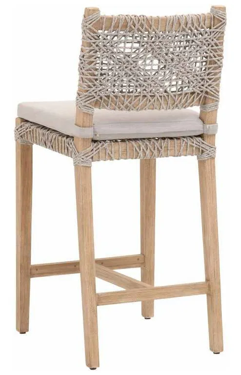 Essentials for Living 6849CSBK.WTA/PUM/NG Costa Counter Stool in Taupe and White Flat Rope Performance Pumice Natural Gray Mahogany Essentials for Living 6849CSBK.WTA/PUM/NG Costa Counter Stool in Taupe and White Flat Rope Performance Pumice Natural Gray Mahogany