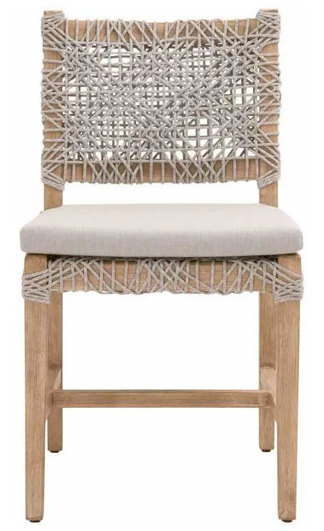 Essentials for Living 6849.WTA/PUM/NG Costa Dining Chair in Taupe and White Flat Rope Performance Pumice Natural Gray Mahogany Essentials for Living 6849.WTA/PUM/NG Costa Dining Chair in Taupe and White Flat Rope Performance Pumice Natural Gray Mahogany