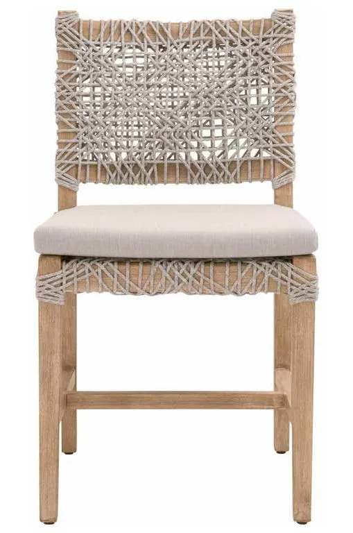 Essentials for Living 6849.WTA/PUM/NG Costa Dining Chair in Taupe and White Flat Rope Performance Pumice Natural Gray Mahogany Essentials for Living 6849.WTA/PUM/NG Costa Dining Chair in Taupe and White Flat Rope Performance Pumice Natural Gray Mahogany