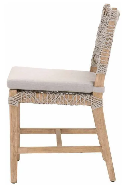 Essentials for Living 6849.WTA/PUM/NG Costa Dining Chair in Taupe and White Flat Rope Performance Pumice Natural Gray Mahogany Essentials for Living 6849.WTA/PUM/NG Costa Dining Chair in Taupe and White Flat Rope Performance Pumice Natural Gray Mahogany