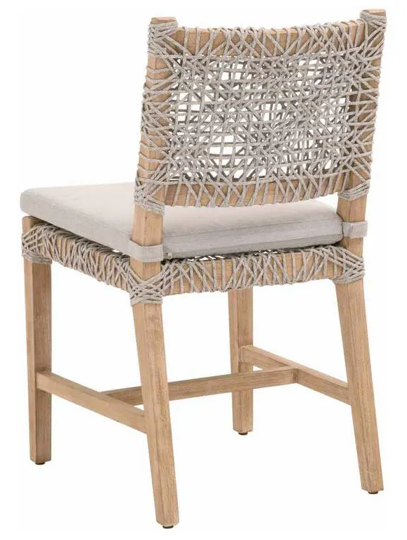 Essentials for Living 6849.WTA/PUM/NG Costa Dining Chair in Taupe and White Flat Rope Performance Pumice Natural Gray Mahogany Essentials for Living 6849.WTA/PUM/NG Costa Dining Chair in Taupe and White Flat Rope Performance Pumice Natural Gray Mahogany