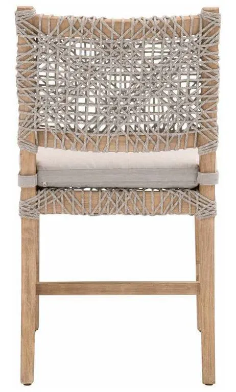 Essentials for Living 6849.WTA/PUM/NG Costa Dining Chair in Taupe and White Flat Rope Performance Pumice Natural Gray Mahogany Essentials for Living 6849.WTA/PUM/NG Costa Dining Chair in Taupe and White Flat Rope Performance Pumice Natural Gray Mahogany