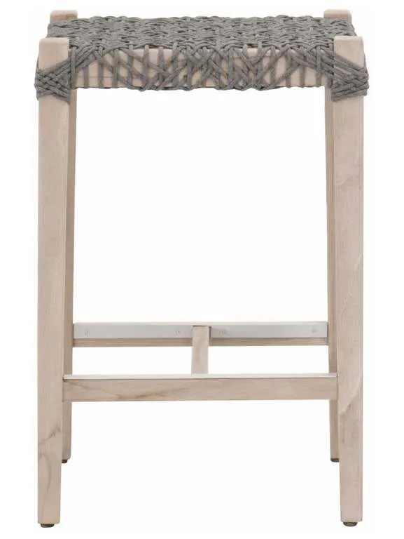 Essentials for Living 6849CS.DOV/GT Costa Outdoor Backless Counter Stool in Dove Flat Rope Gray Teak Essentials for Living 6849CS.DOV/GT Costa Outdoor Backless Counter Stool in Dove Flat Rope Gray Teak