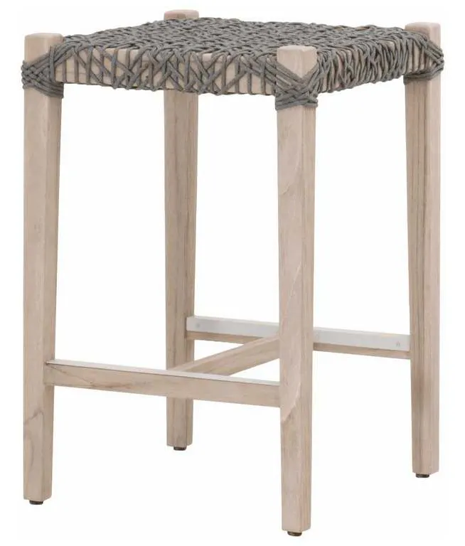 Essentials for Living 6849CS.DOV/GT Costa Outdoor Backless Counter Stool in Dove Flat Rope Gray Teak Essentials for Living 6849CS.DOV/GT Costa Outdoor Backless Counter Stool in Dove Flat Rope Gray Teak