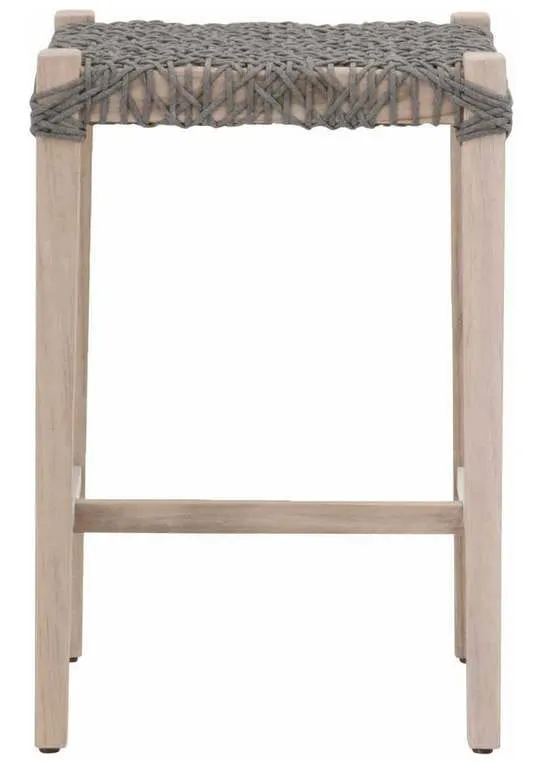 Essentials for Living 6849CS.DOV/GT Costa Outdoor Backless Counter Stool in Dove Flat Rope Gray Teak Essentials for Living 6849CS.DOV/GT Costa Outdoor Backless Counter Stool in Dove Flat Rope Gray Teak