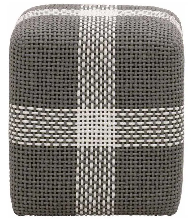 Essentials for Living 6880.DOV/WHT Cross Accent Cube in Dove Flat Rope White Speckle Stripe Essentials for Living 6880.DOV/WHT Cross Accent Cube in Dove Flat Rope White Speckle Stripe