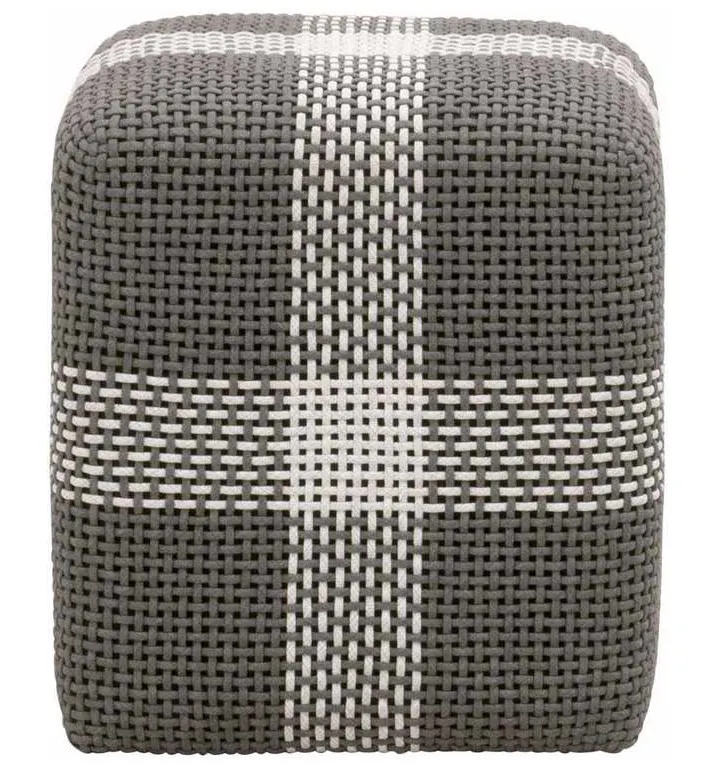 Essentials for Living 6880.DOV/WHT Cross Accent Cube in Dove Flat Rope White Speckle Stripe Essentials for Living 6880.DOV/WHT Cross Accent Cube in Dove Flat Rope White Speckle Stripe