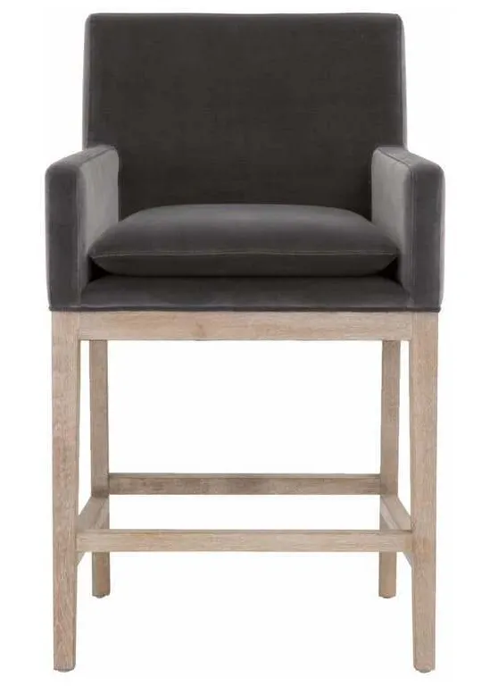 Essentials For Living 6664CS.DDOV/NG Drake Counter Stool in Dark Dove Velvet Natural Gray Oak Essentials For Living 6664CS.DDOV/NG Drake Counter Stool in Dark Dove Velvet Natural Gray Oak