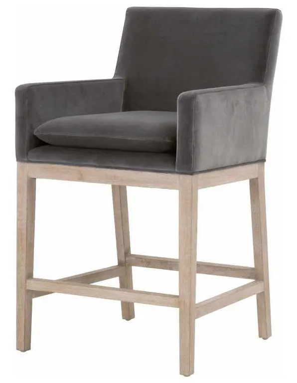 Essentials For Living 6664CS.DDOV/NG Drake Counter Stool in Dark Dove Velvet Natural Gray Oak Essentials For Living 6664CS.DDOV/NG Drake Counter Stool in Dark Dove Velvet Natural Gray Oak