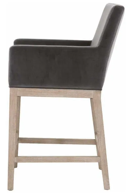 Essentials For Living 6664CS.DDOV/NG Drake Counter Stool in Dark Dove Velvet Natural Gray Oak Essentials For Living 6664CS.DDOV/NG Drake Counter Stool in Dark Dove Velvet Natural Gray Oak