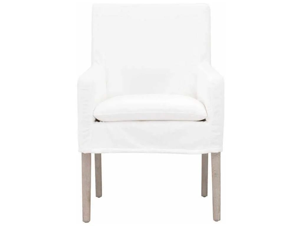 Essentials For Living 6664.LPPRL/NG Drake Slipcover Arm Chair in LiveSmart Peyton Pearl Natural Gray Oak
