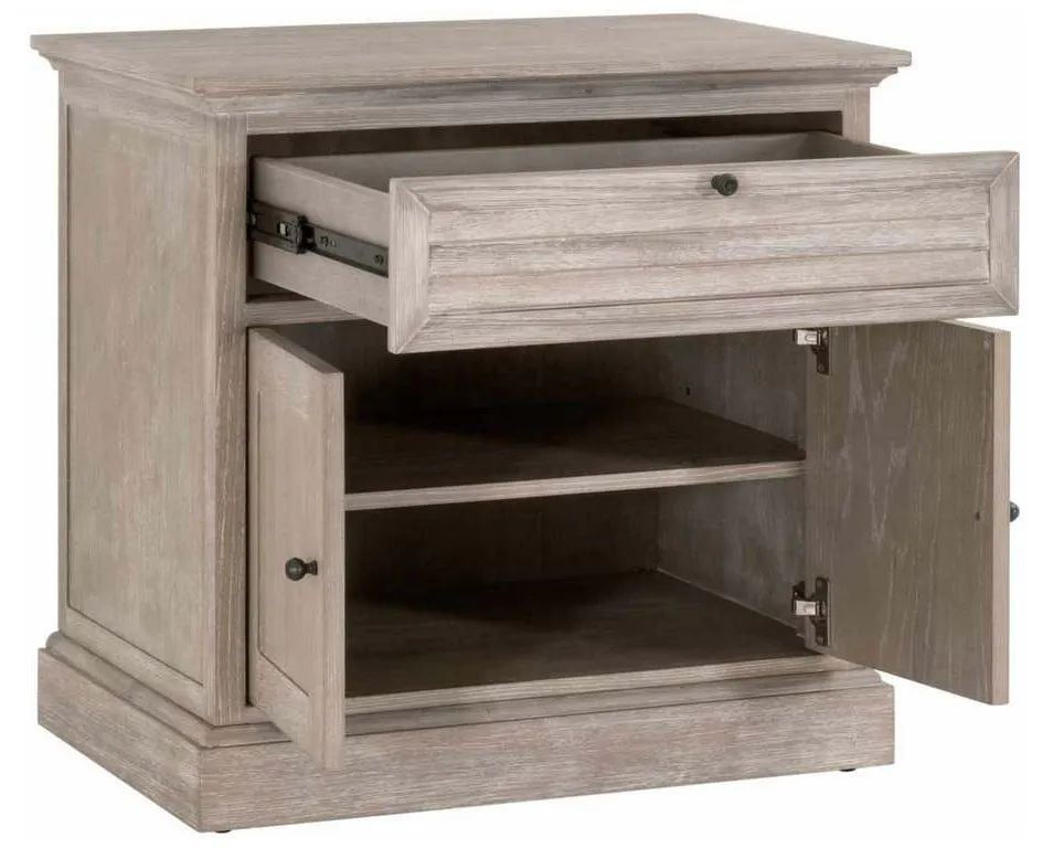 Essentials For Living 6053.NG Eden 1 Drawer 2 Door Nightstand in Natural Gray Acacia Essentials For Living 6053.NG Eden 1 Drawer 2 Door Nightstand in Natural Gray Acacia