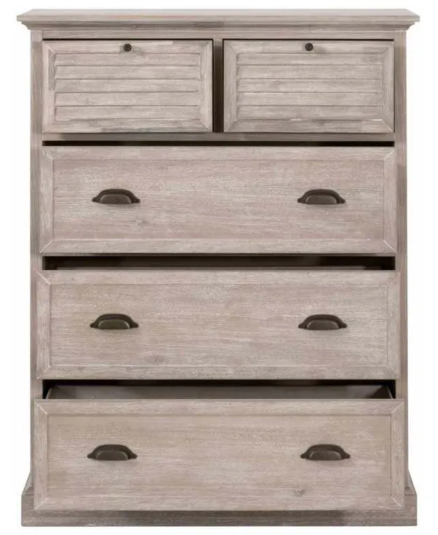 Essentials For Living 6058.NG Eden 5 Drawer High Chest in Natural Gray Acacia Essentials For Living 6058.NG Eden 5 Drawer High Chest in Natural Gray Acacia