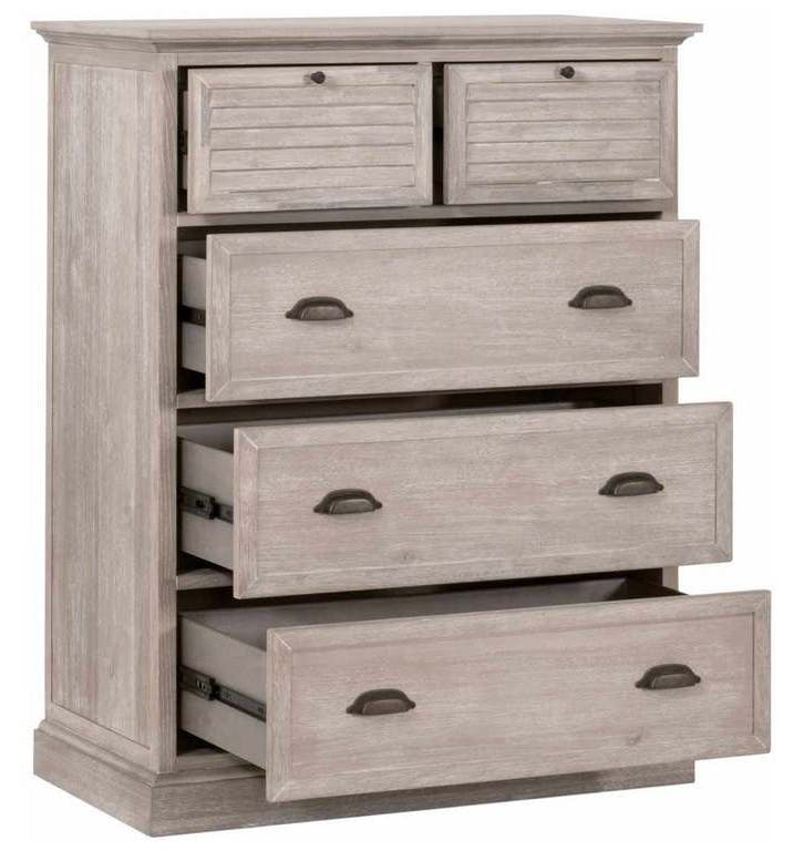 Essentials For Living 6058.NG Eden 5 Drawer High Chest in Natural Gray Acacia Essentials For Living 6058.NG Eden 5 Drawer High Chest in Natural Gray Acacia