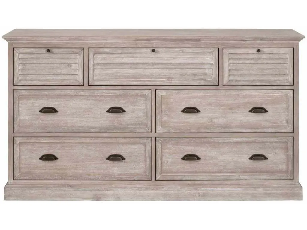 Essentials For Living 6057.NG  Eden 7 Drawer Media Dresser in Natural Gray Acacia